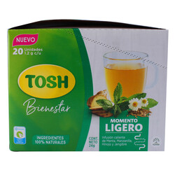 Té Infusiones Tosh Ligero 1.2 g unidad, Manzanilla, Menta, Hinojo y Jengibre