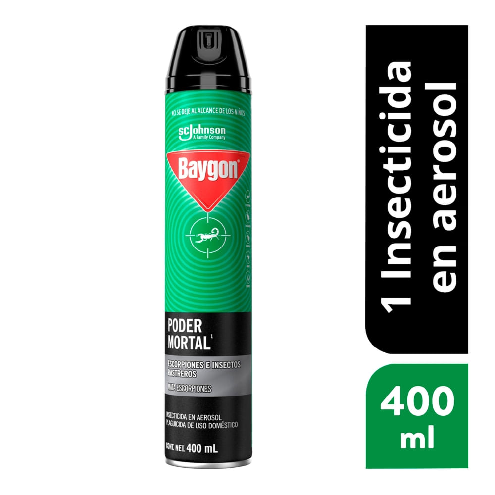 Insecticida Baygon Aerosol Poder Mortal para Insectos Rastreros - 400 ml
