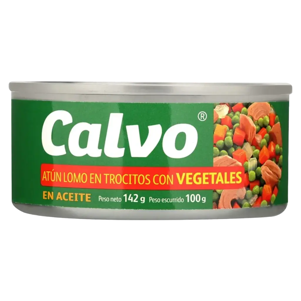 Atun Calvo Trozos Vegetales En Aceite 142 g Lata