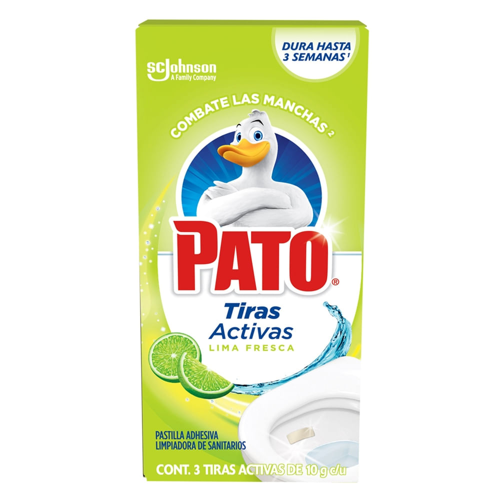 Limpiador Baño Pato Tiras Activas Lima Fresca 3 unidades