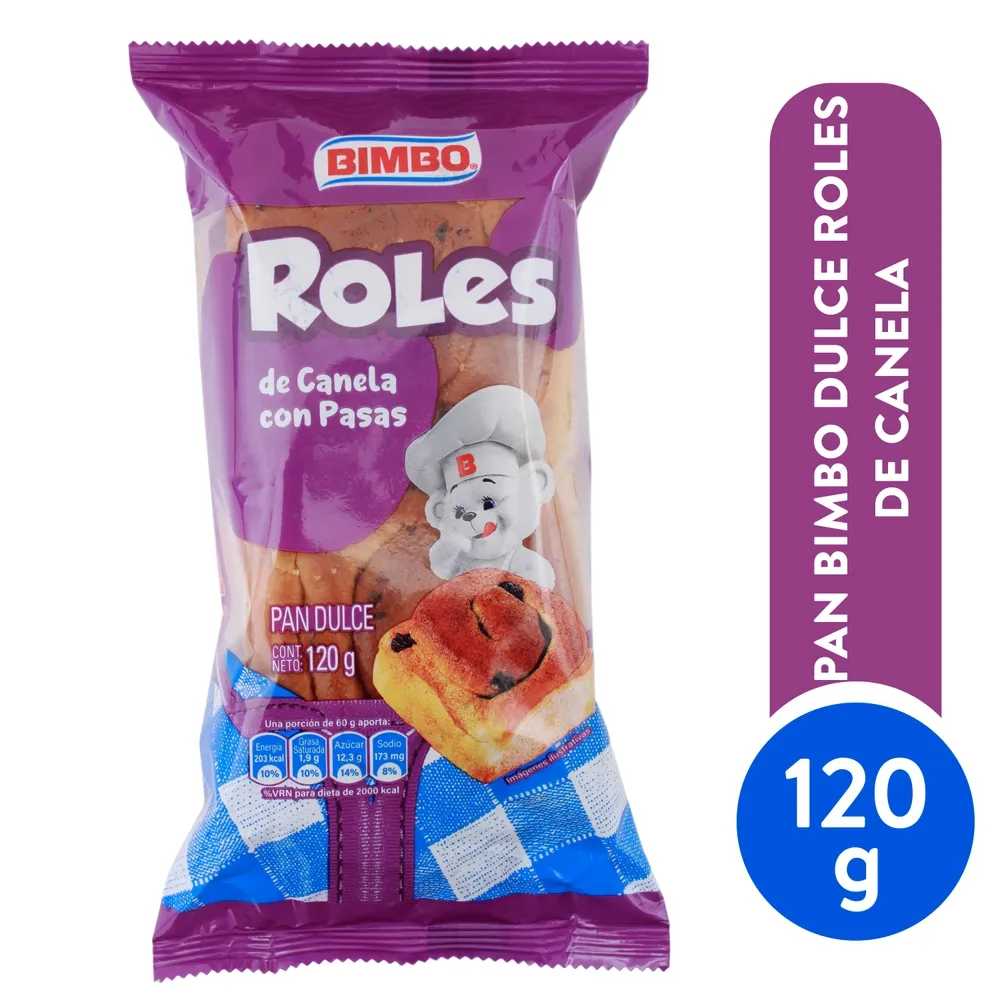 Pan Bimbo Dulce Roles De Canela - 120 g