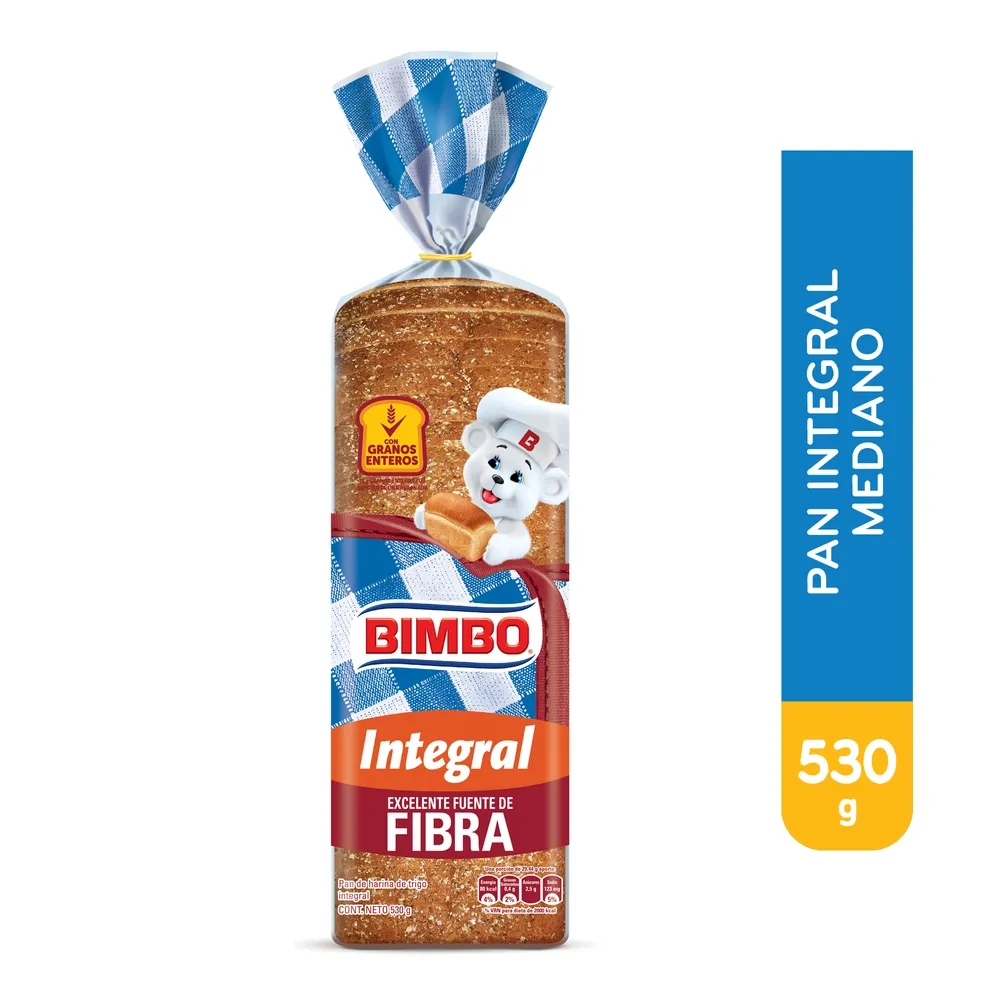 Pan cuadrado Bimbo integral 100% grano entero - 530 g