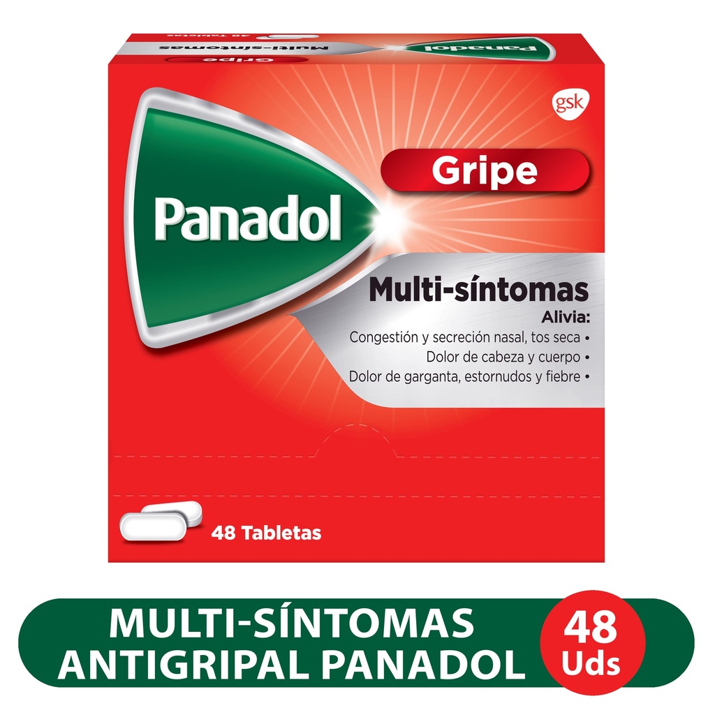 Panadol multi síntomas caja 48 sobre de 2 tabletas - Precio indicado por sobre