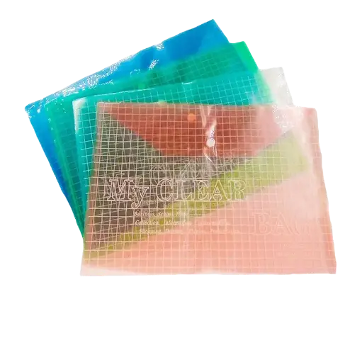 Folder transparente de colores con boton