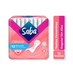 Toalla Sanitaria Saba Clasica Sin Alas 10 Unidades Paquete