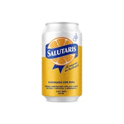 Bebida Carbonatada Salutaris Con Jugo Sabor Naranja 355 mL Lata
