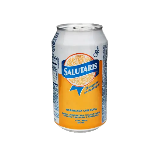 Bebida Carbonatada Salutaris Con Jugo Sabor Naranja 355 mL Lata